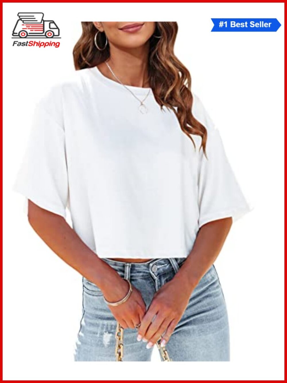 ✨Womens Summer Crop Top Half Sleeve Casual Cropped T-Shirt Round Neck Relax Fit